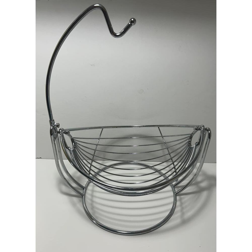 Swinging Chrome Wire Hammock Fruit Basket Banana Hanger 18x14x10 - Picture 2 of 2